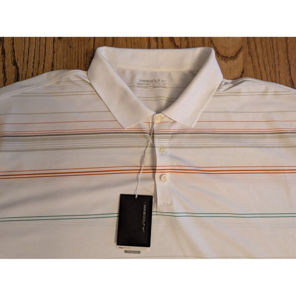 Nike Golf Polo Mens 3XL Tall XXXLT NWT Striped White Orange READ Description